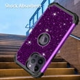 thumbnail image 5 of Casetego for iPhone 16 Pro Max Case 6.9" Glitter Sparkly Bling Shockproof Heavy Duty Hybrid Sturdy High Impact Protective Cover for Women Girls,Shiny Purple/Black, 5 of 8