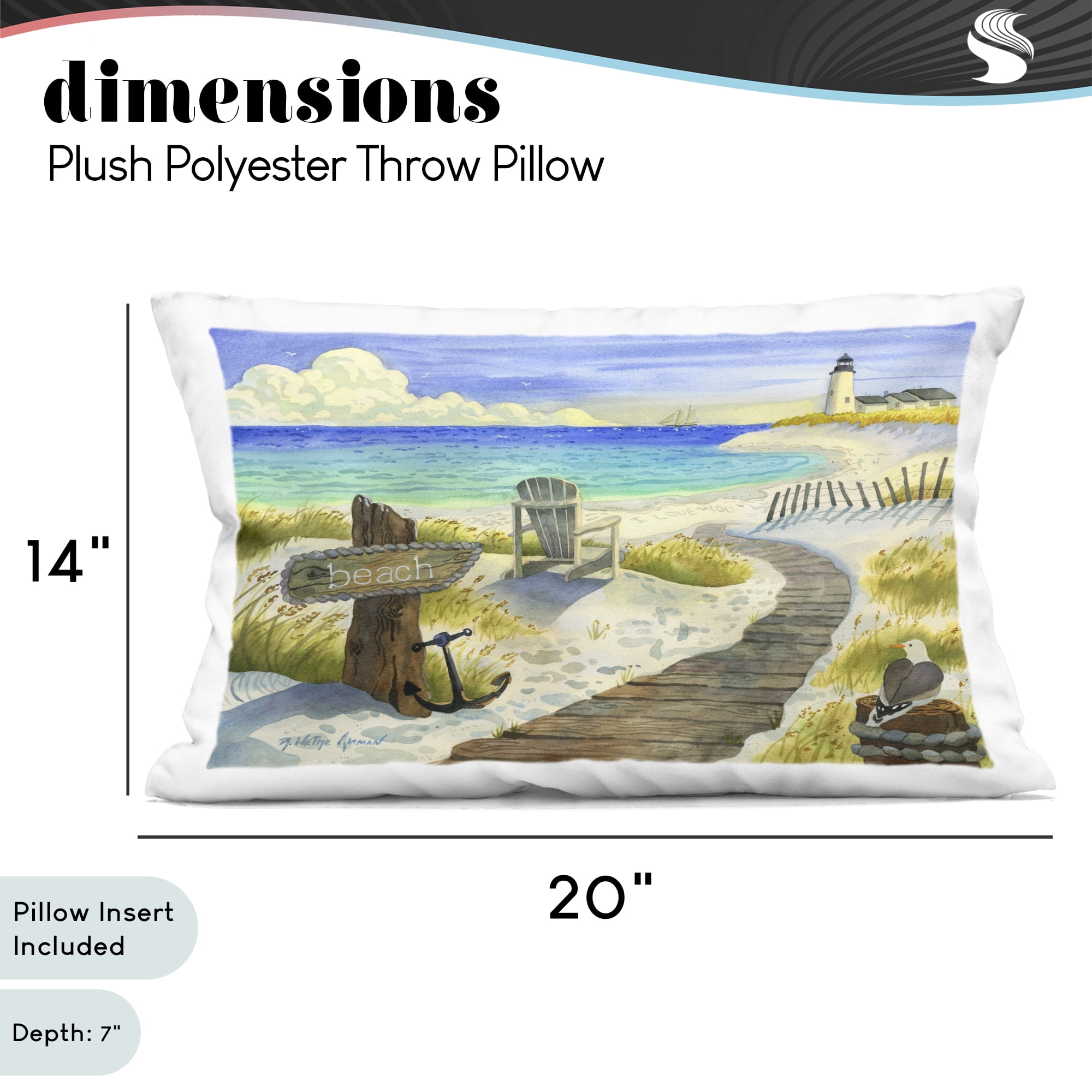 Stupell Industries Boardwalk To The Lighthouse Decorative Printed Throw Pillow, design by Robin Altman, 14 x 7 x 20