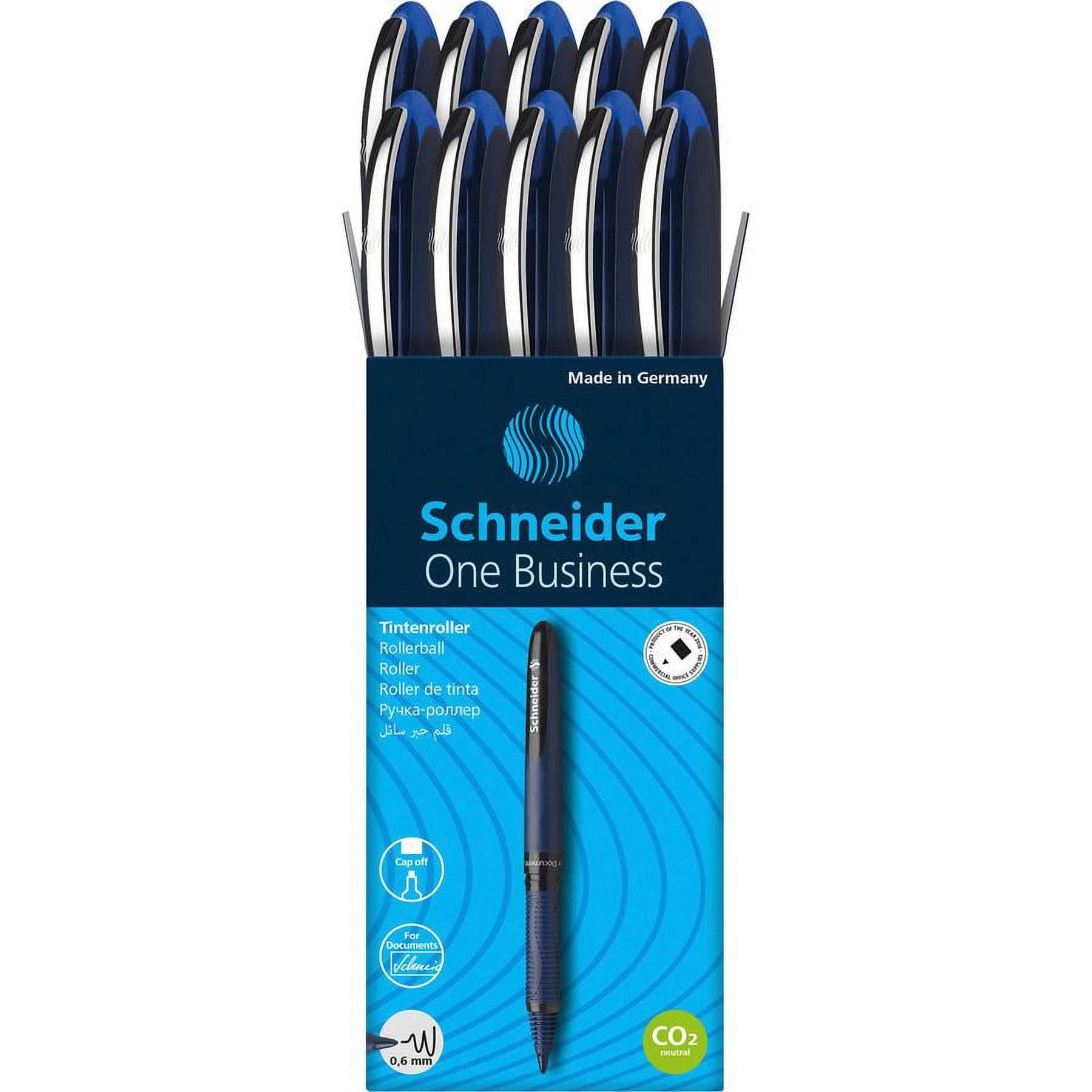 Rediform® Schneider One Business Rollerball Pens, Medium Point, 0.6 mm, Blue Barrels, Blue Ink, Pack Of 10 Pens