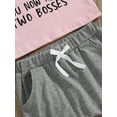 thumbnail image 5 of Toddler Baby Girl 2Pcs Outfit 1T 2T 3T 4T 5T Short Sleeve Letter T Shirts Tops +Solid Color Shorts Set Summer Clothes, 5 of 7
