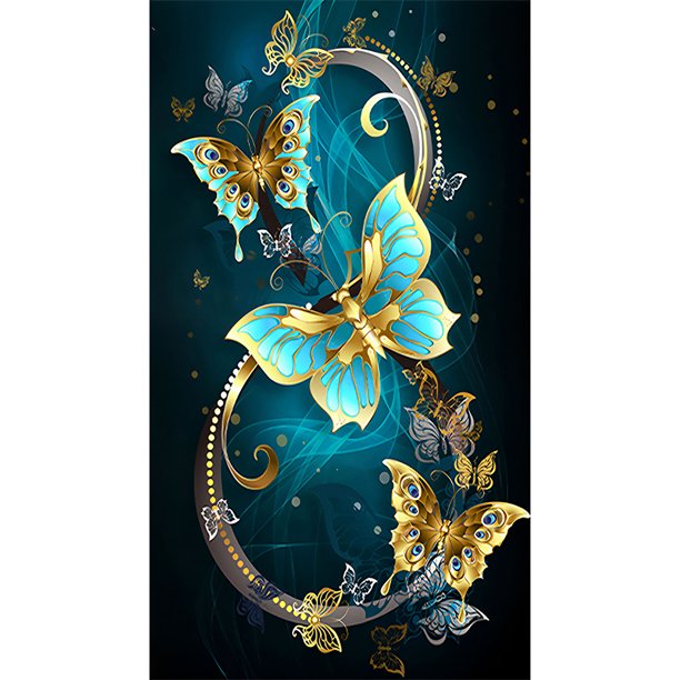 5D DIY Full Drill Painting Gold Art Traffic 30x60 Cm Azul