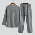 thumbnail image 4 of INCERUN Men's 2Pcs Cotton Pajamas Set Tops Shorts Loungewear Nightwear Suits PJ Sleep Set, 4 of 8