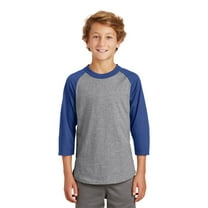 Sport-Tek Youth Colorblock Raglan Jersey-M (Heather Grey/Royal)