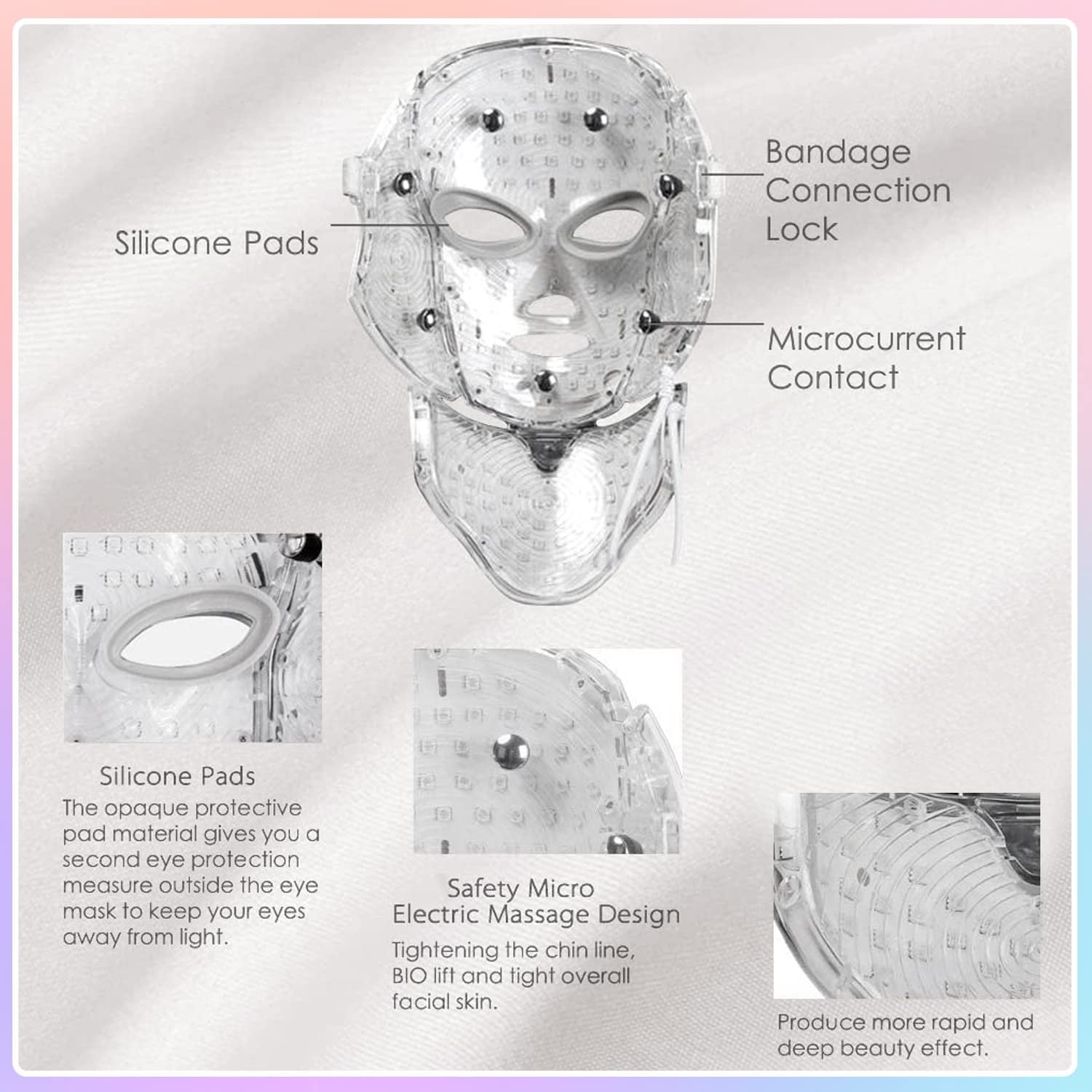 SUWU Plug-In LED Seven-Color Face Care Face Mask 7-Color LED Face And Neck Care Mask