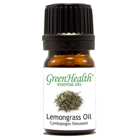 Lemongrass Essential Oil - 1/6 fl oz (5 ml) Glass Bottle w/ Euro Dropper - 100% Pure Essential Oil by GreenHealth