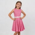 thumbnail image 4 of Mifsaly Little Girls Sleeveless Dress Polka Dot Vintage A Line Dresses Elegant Wedding Birthday Party Summer Casual Gowns with Matching Belt, 4 of 9
