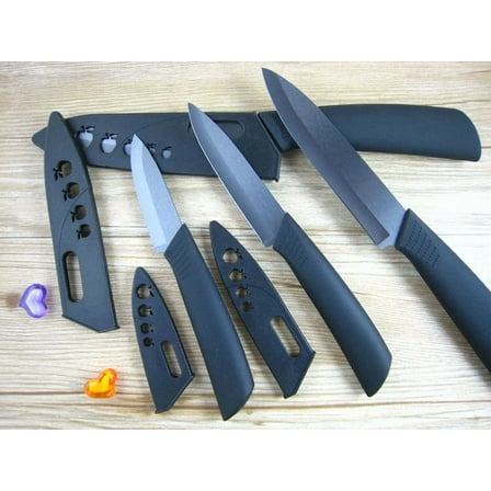 Black Blade Sharp Ceramic Knife Set Chef'S Kitchen Knives 3" 4" 5" 6"   Covers