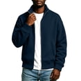 thumbnail image 4 of WIZUTIZ Men's Solid Color High Neck Zip Up Sweatshirt Long Sleeve Casual Pullover Top, 4 of 7