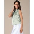 thumbnail image 2 of DARING DIVA Women's Satin Elegant Sleeveless One Button Office Blouse S Bean Green, 2 of 6
