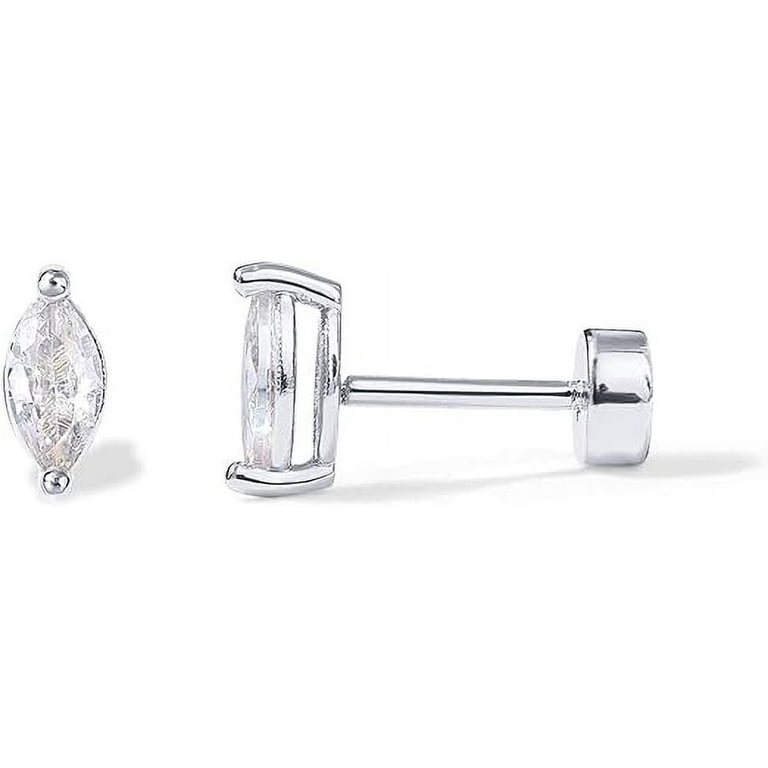 人気ブランド【PAVOI】CZ Lotus Stud Flat Backピアス PAVOI Rhodium Plated Solid 925 Sterling Silver Post Cubic