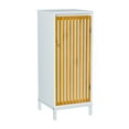 thumbnail image 5 of White+Natural Bamboo MDF Accent Cabinet - 13.00 in W x 33.50 in H for Living Room Storage, 5 of 8