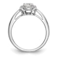 thumbnail image 2 of Solid 14K White Gold Round Diamond Side-Stones with CZ Cubic Zirconia Center Stone Halo Engagement Ring Size 6.5, 2 of 8