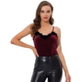 thumbnail image 1 of Allegra K Tops Básicos De Tirantes Camisola Con Ribete De Encaje De Terciopelo Para Mujer Rojo Oscuro XS, 1 of 4