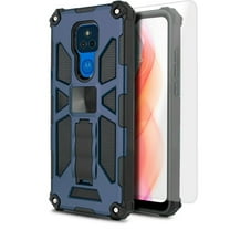 for Motorola Moto G Play 2021 (NOT FIT 2020 Version) with Tempered Glass Phone Case Corner Guard Magnetic Kickstand Hybrid Slim Bumper Shock Cover