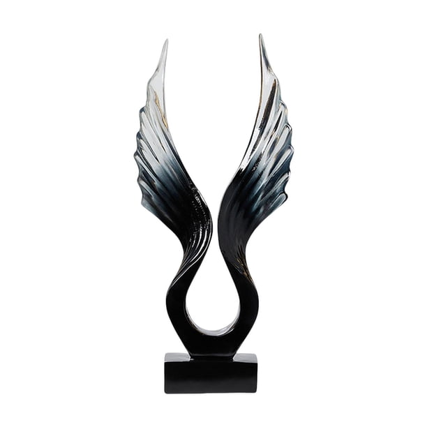 Escultura de alas, figura decorativa, estatua moderna, adorno de escritorio para entrada, chimenea, decoración del hogar, regalo de inauguración de la Gris