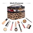 thumbnail image 4 of imerelez Bolsa de cosméticos de doble capa, bolsa de maquillaje, bolsa de maquillaje de viaje, bolsas de maquillaje para mujeres, estuches de cosméticos, portátil, impermeable, plegable (leopardo), 4 of 5