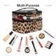 thumbnail image 4 of imerelez Bolsa de cosméticos de doble capa, bolsa de maquillaje, bolsa de maquillaje de viaje, bolsas de maquillaje para mujeres, estuches de cosméticos, portátil, impermeable, plegable (leopardo), 4 of 5