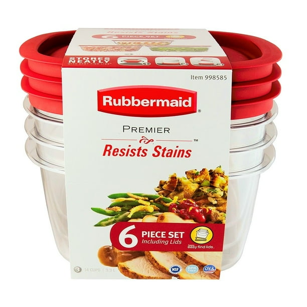 Rubbermaid Premier Resist Stains 6 Piece Food Storage Container Set
