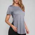 thumbnail image 2 of Fanxing Hauts Fendus sur le Côté T-Shirts pour Femmes Col Rond Manches Courtes T-Shirts d'Été Blouses Gris,m, 2 of 7