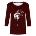 thumbnail image 3 of Women's Cute Print T-Shirt 3/4 Sleeve Round Neck Blouse Lightweight Soft Polyester Casual Loose Top for Daily Home Wear, 3 of 8