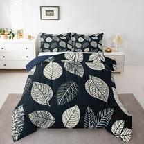 Manfei Green Leaves 2pcs Bedding Comforter Set for Teens Female Men,Botanical Plants Twin Comforter Sets,Nature Tree Breathable Bedding Set,Lightweight Room Decor,Reversible