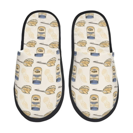 Balery Peanuts Slient Indoor Furry Fleece Comfort House Shoes Soft Non-Slip Home Shoes Cotton slippers House Slippers-- Medium