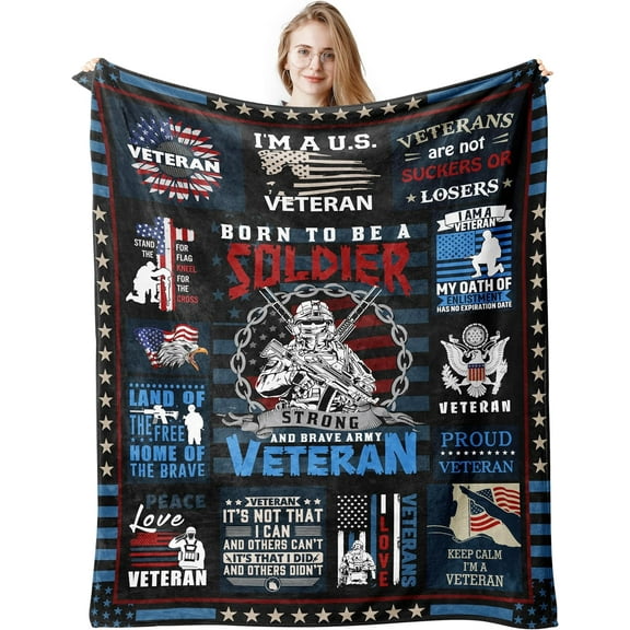 Veterans Day Gifts/Decorations Bulk - Vietnam Veteran Gifts Blanket 60"x50" - Veteran Gifts for Men - Navy/Air/Army Veteran Gifts Blankets - Unique Gifts for Veterans - Hard Head Veterans