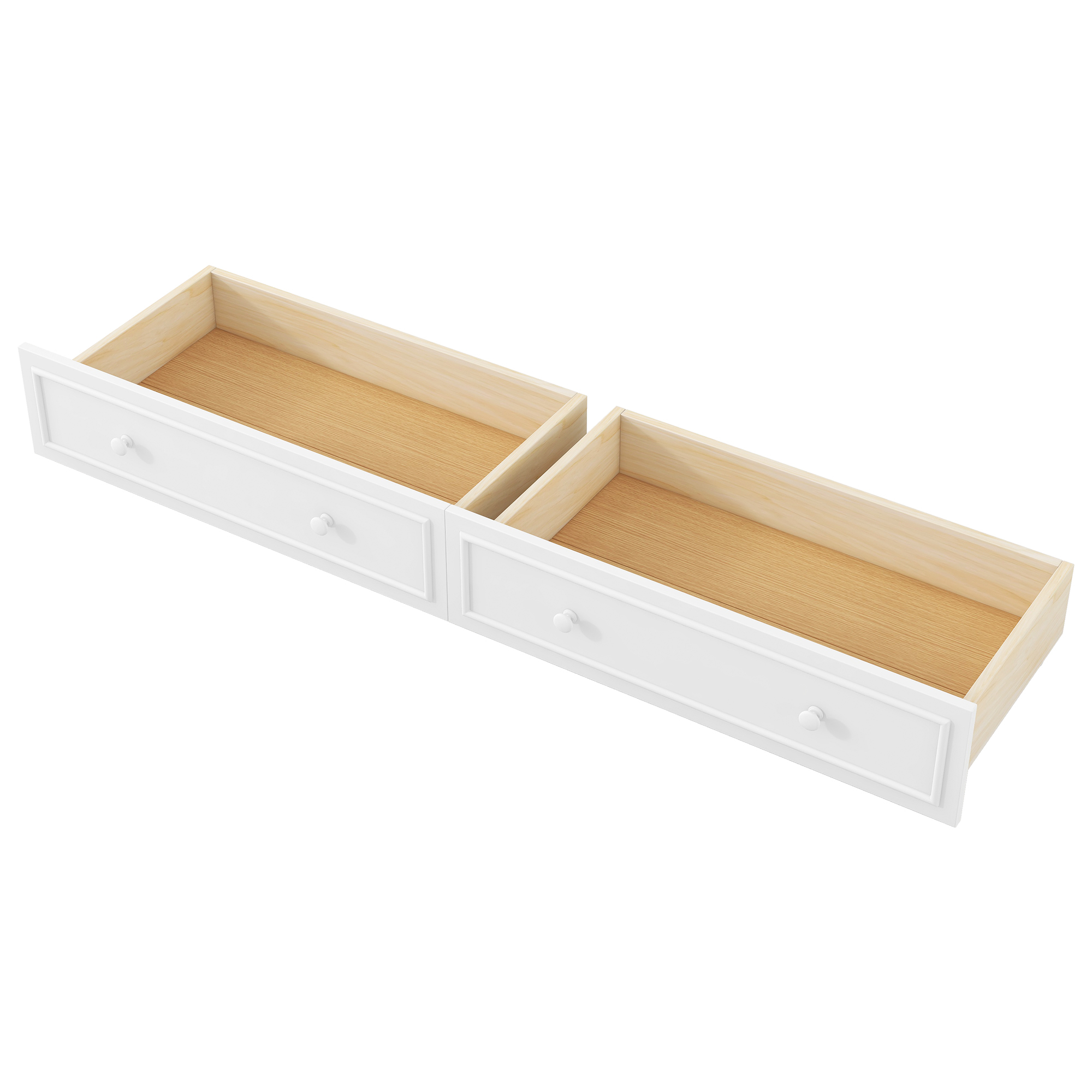 Euroco Full Size Wood Daybed with Storage Shelves and Drawers, Platform Bed with LED Light and USB Ports, White