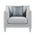 thumbnail image 2 of Benjara Lola 50 Inch Chair, Fabric, Button Tufted, 1 Accent Pillow, Light Gray, 2 of 2