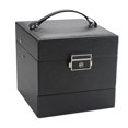 thumbnail image 1 of Caja de joyería, soporte para exhibir joyas, estuche grande de almacenamiento de joyas de cuero PU para Negro, 1 of 9