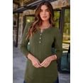 thumbnail image 2 of Roaman's Women's Plus Size Drop Needle Henley Lightweight Sweater Knit, 2 of 5