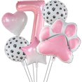 thumbnail image 3 of Animal Let's Pawty Dog Cat Paw globo de aluminio 40 pulgadas número rosa decoración de fiesta de cumpleaños globo Baby Shower, 3 of 5