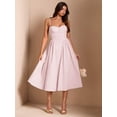 thumbnail image 5 of Coral Pink Spaghetti Strap Fit & Flare Midi Dress For Elegant Party, Night Out, Or Sophisticated Daywear, 5 of 7