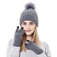 thumbnail image 2 of Ensemble Bonnet et Gants en Tricot pour Femmes Sortie de Ski d'Hiver, 2 of 5