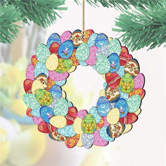 G. Debrekht 8185310 Easter Eggs Wreath Wooden Ornament by G. DeBrekht - Easter Spring Decor