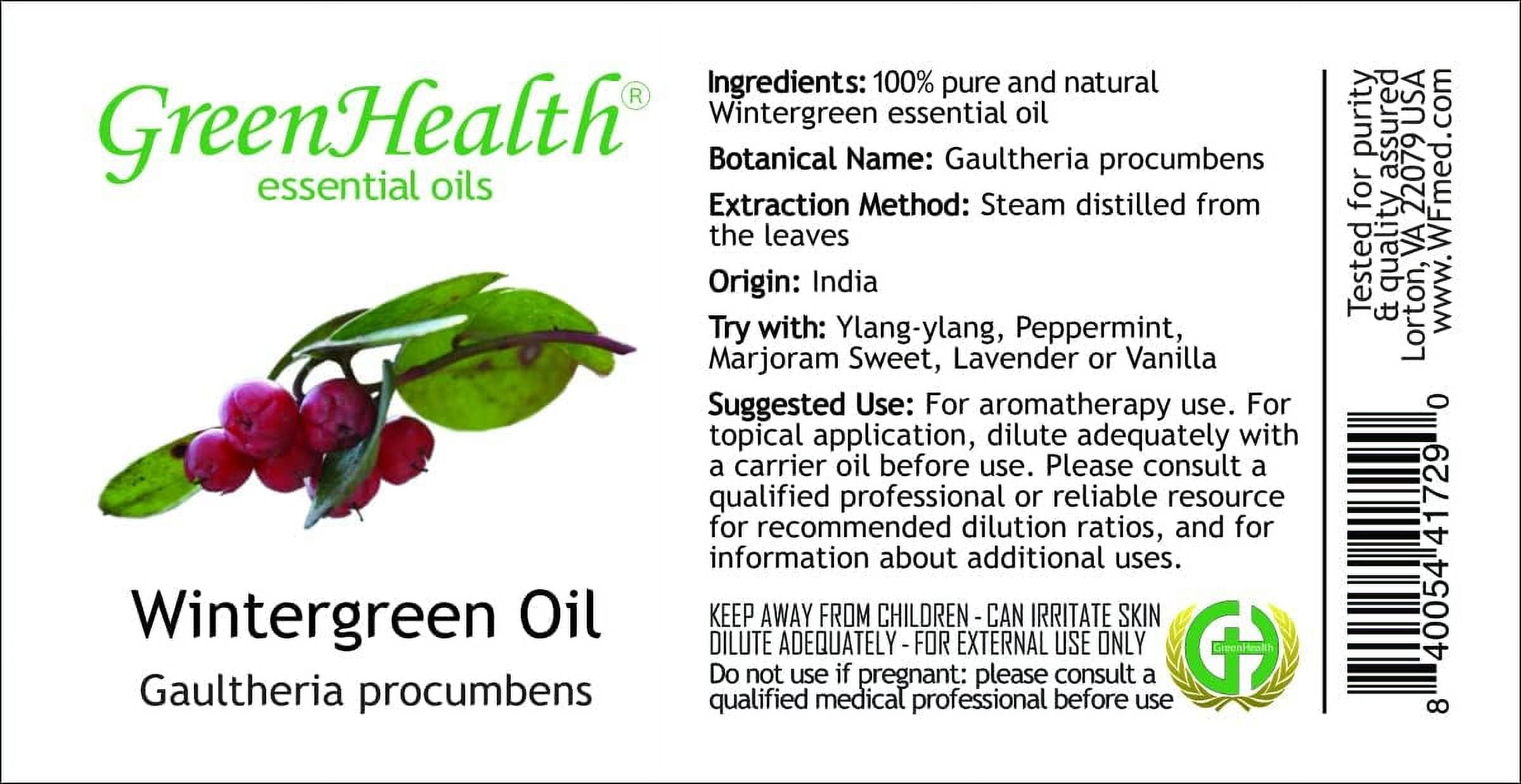 GreenHealth Wintergreen – 8 fl oz (237 ml) Aluminum Bottle w/Plug Cap – 100% Pure Essential Oil
