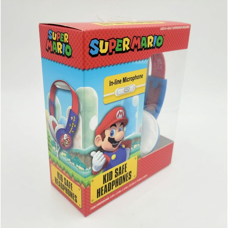 Super Mario Bros Kid Safe Headphones, Volume Limiting for Age 6+