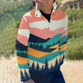 thumbnail image 2 of Mountain Sunset Forest Art Men's Stand Collar Sweater Long Sleeve Clothing Loose Fit Sports Sweater, 2 of 8