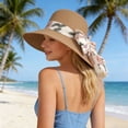 thumbnail image 2 of XINPING Women's Beaded Straw Sun Hat, Wide Brim UV Protection Beach Vacation Hat with Colorful Bead Detail for Stylish Summer Wear and Travel, 2 of 6