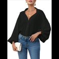 thumbnail image 2 of Blusa Holgada de Larga con Cuello Semiabierto y Lunares Franceses para Mujer Negro XXL, 2 of 10
