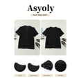 thumbnail image 6 of Asyoly Womens Summer Sexy V-Neck T-Shirt Solid Color Swiss Dot Lace Blouse Casual Short Sleeve Tee Top, 6 of 7