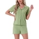 thumbnail image 1 of Pijamas para mujer INSPIRE CHIC, conjunto de ropa de dormir con botones, parte superior de manga corta con pantalones cortos, conjuntos de lounge casual M Verde, 1 of 6