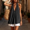 thumbnail image 4 of Ltctricy Womens Halter Denim Tops Summer V Neck Sleeveless Tank Tops Flowy Peplum Blouses Loose Vacation Beach Outfits, 4 of 6