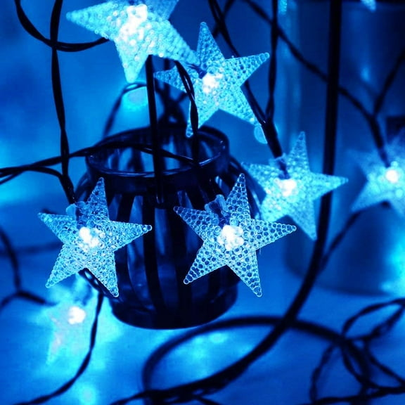 Solar Star String Lights, 6M 30LED Star Garden Lights Star Fairy Lights Outdoor Solar Powered with 8 Mode Waterproof