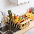 thumbnail image 6 of Extend Kitchen Sink Drain Basket, Adjustable Dish Drying Rack with Stainless Steel Drain Basket, in Sink Dish Drying Rack Portable & Telescopic Space-Saving for Fruit, Vegetable, Beige, Small Size, 6 of 9