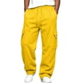 thumbnail image 2 of Hsovts Baggy Cargo Sweatpants for Men Drawstring Waist Fleece Lined Joggers with Pockets Soft Athletic Workout Track Pants Yellow 4xL, 2 of 8