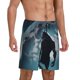 thumbnail image 2 of Balery Moon Wolf Warrior Pantalones cortos de pijama de punto de algodón para hombre con cinturilla y bolsillos-Large, 2 of 6