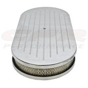 CFR Performance HZ-6029-1-POL 19 in. Oval Polished Aluminum Air Cleaner, Ball Milled with Paper Filter for Chevy Ford Mopar