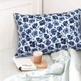 thumbnail image 4 of Gaeub Blue Ink Flowers Print Double Sided Plush Decorative Throw Pillow Cover, Sofa Cushion Cover, Plush Cushion Cover，Excluding Pillow Core-14"x20", 4 of 6