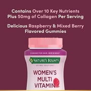 Natures Bounty Optimal Solutions Womens Multivitamin Gummies with Collagen, Immune and Energy Metabolism Support Dietary Supplement, Raspberry Flavor, 80 Ct